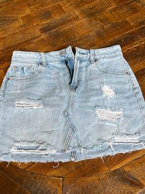 PAC Sun distressed denim skirt